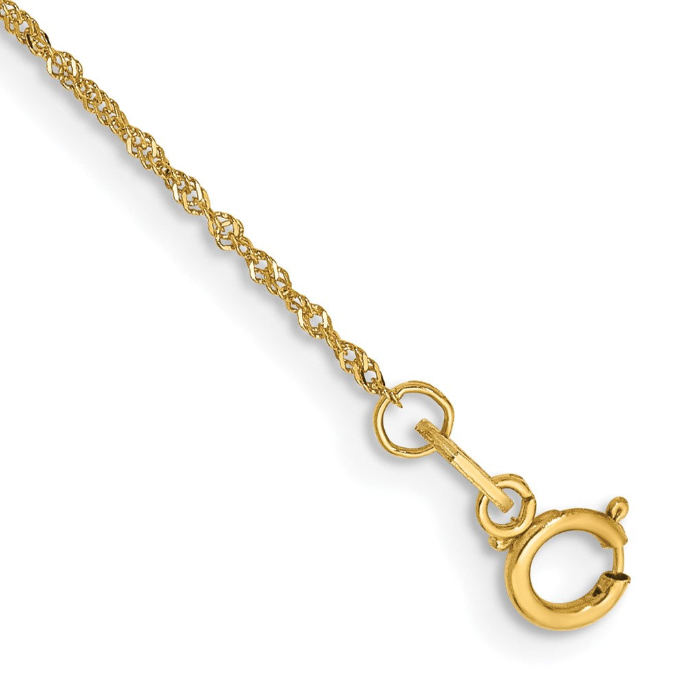 14K 6 inch 1mm Singapore with Spring Ring Clasp Chain 6 inches