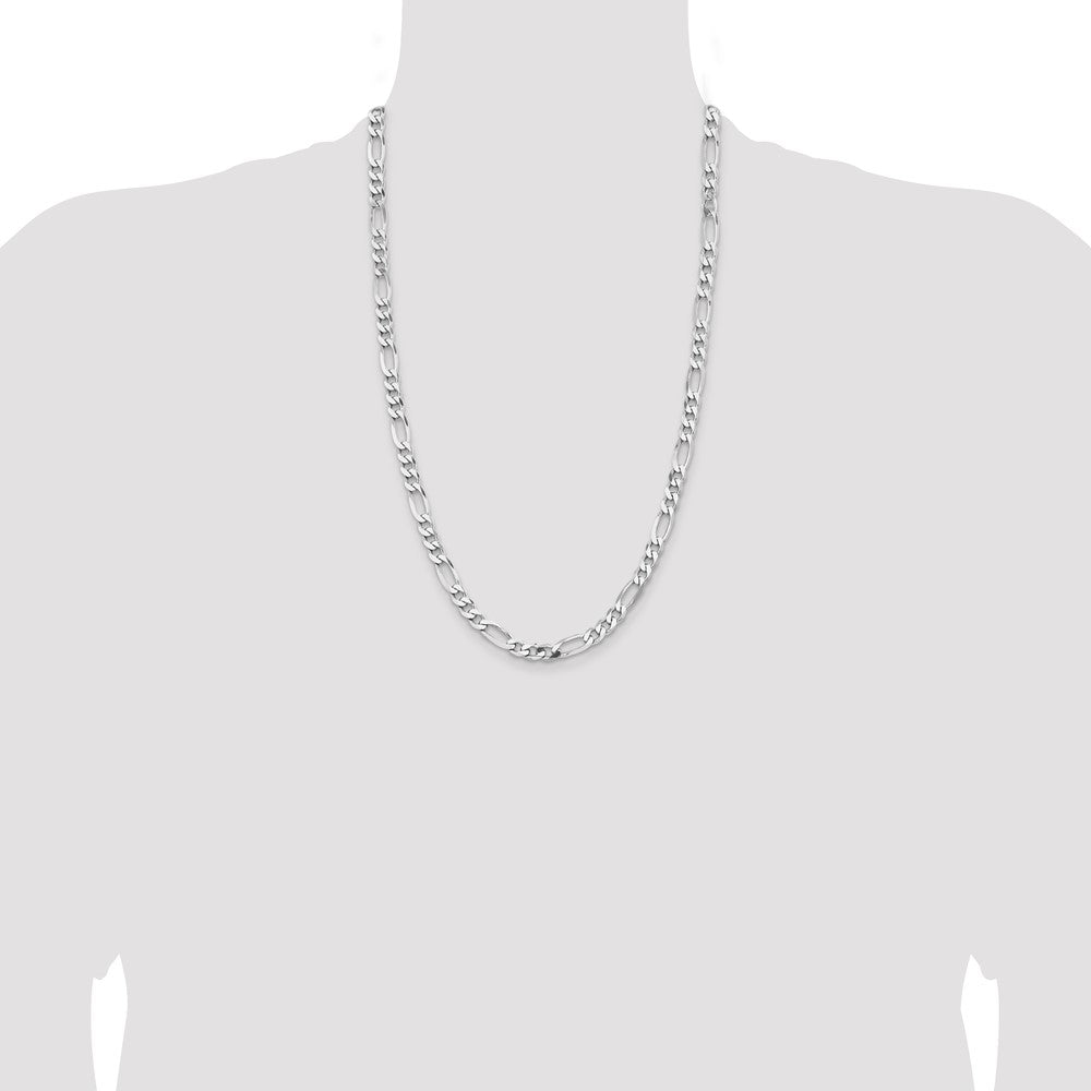 Sterling Silver Rhodium-plated 6.5mm Figaro Chain 26 Inches