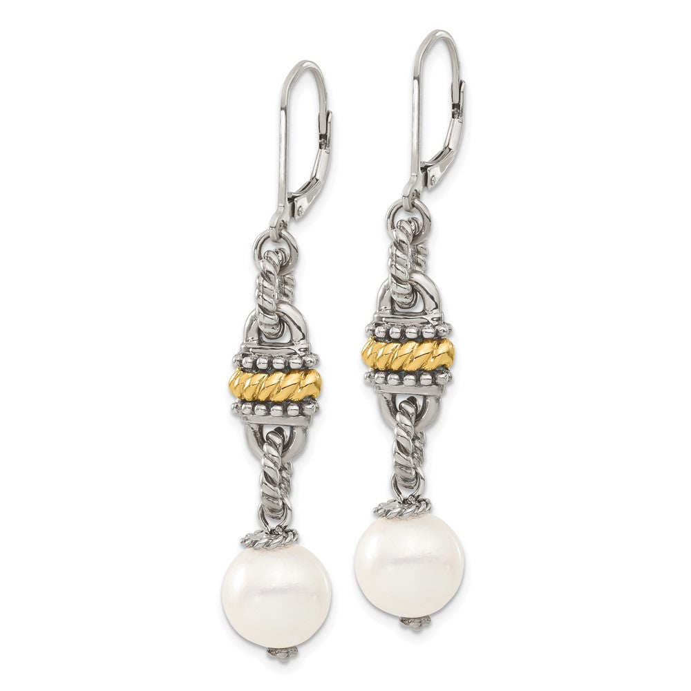 Sterling Silver w/14k Accent 9.5-10mm FW Cultured Pearl Earrings