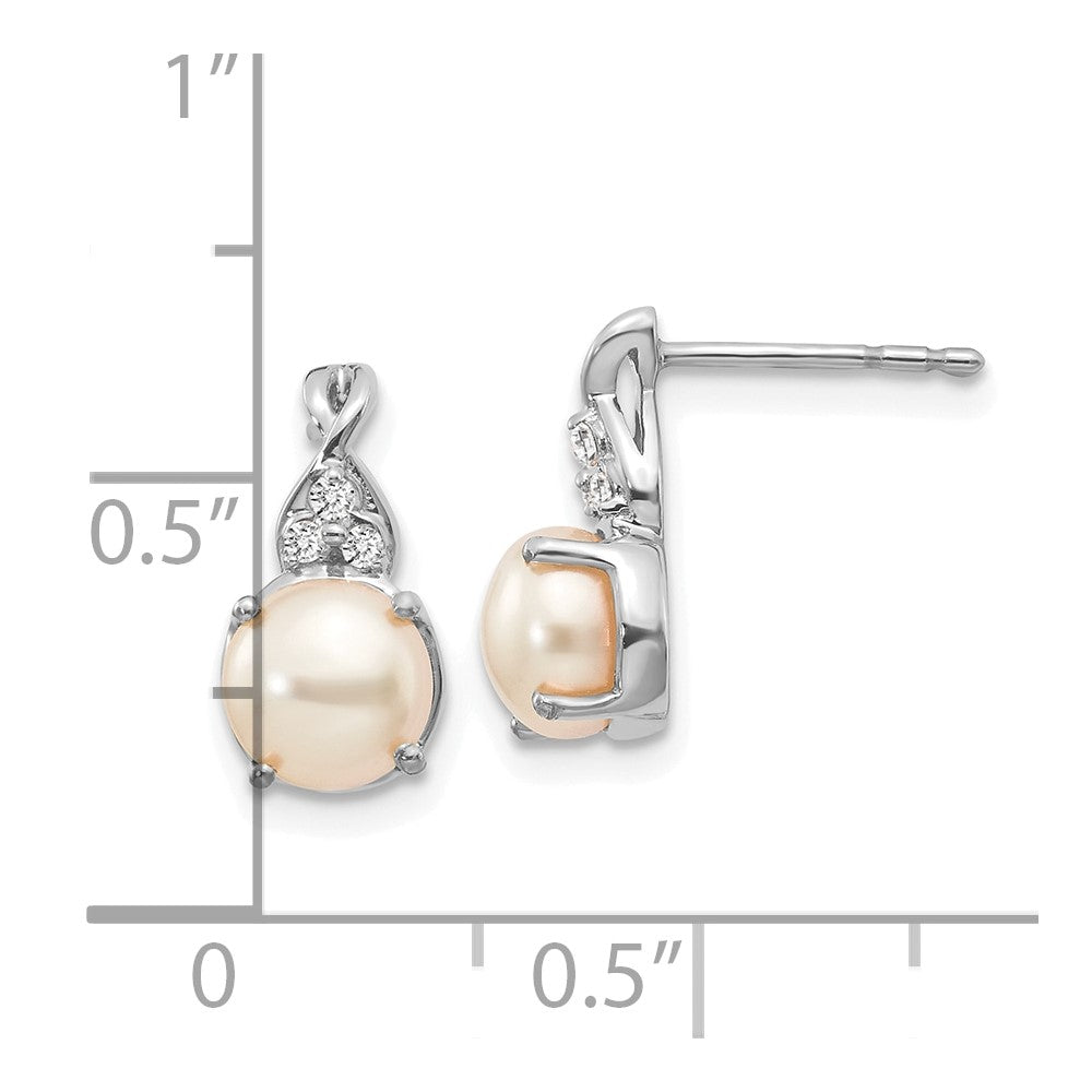 14K White Gold FWC Pearl and Diamond Earrings