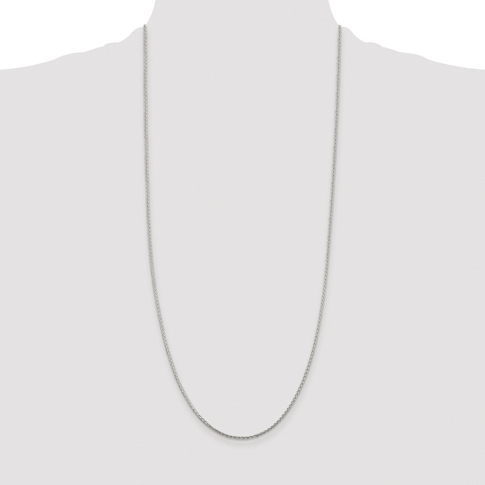 Sterling Silver Rhodium-plated 1.45mm Diamond-cut Round Spiga Chain