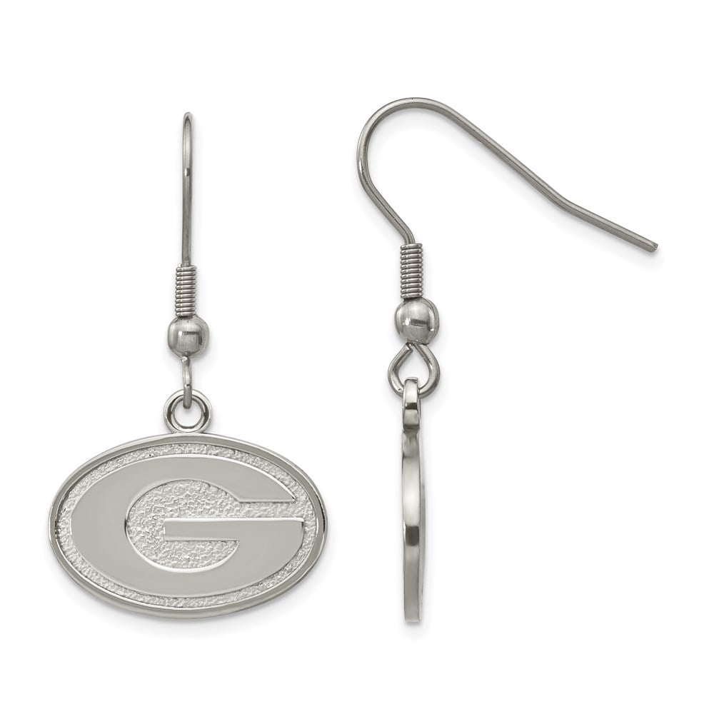 Stainless Steel LogoArt University of Georgia Letter G Dangle Earrings QST517UGA