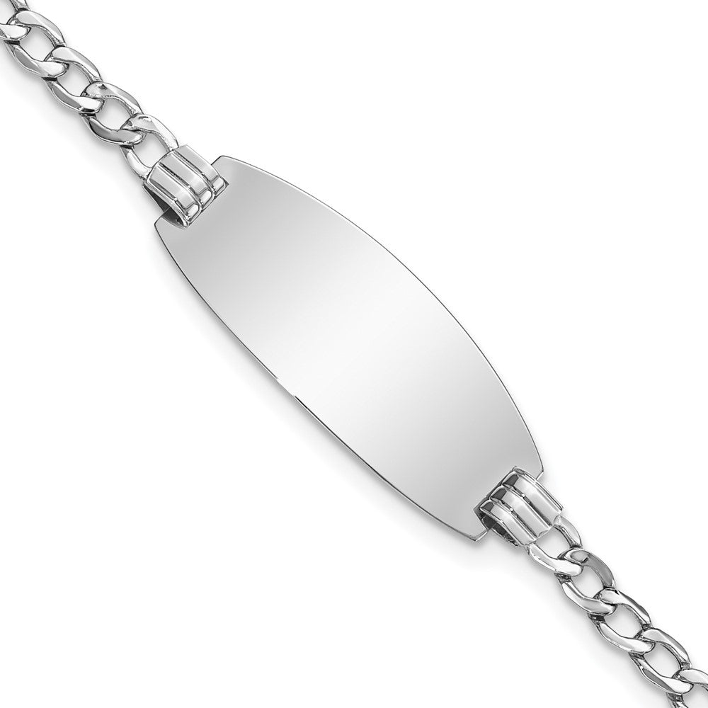14k White Gold Semi-solid Oval Curb ID Bracelet 8 inches