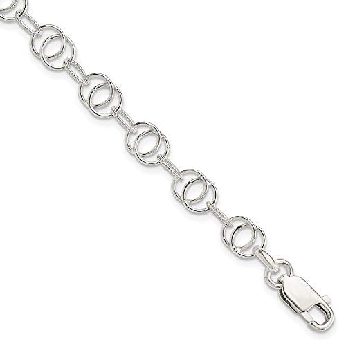 Sterling Silver Polished and Textured Fancy Bracelet 7.5 inches