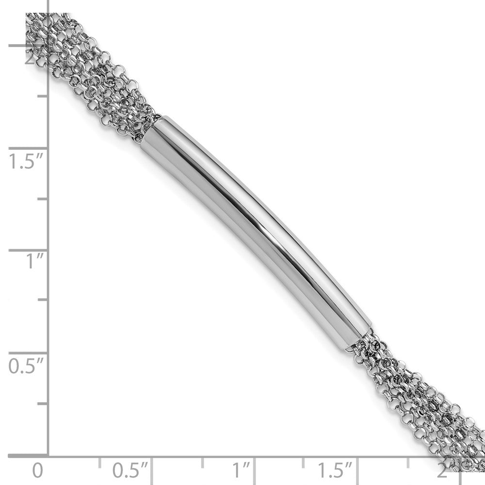 Sterling Silver Rhodium-plt Multi-strand Bar w/1in ext. Bracelet 8 inches