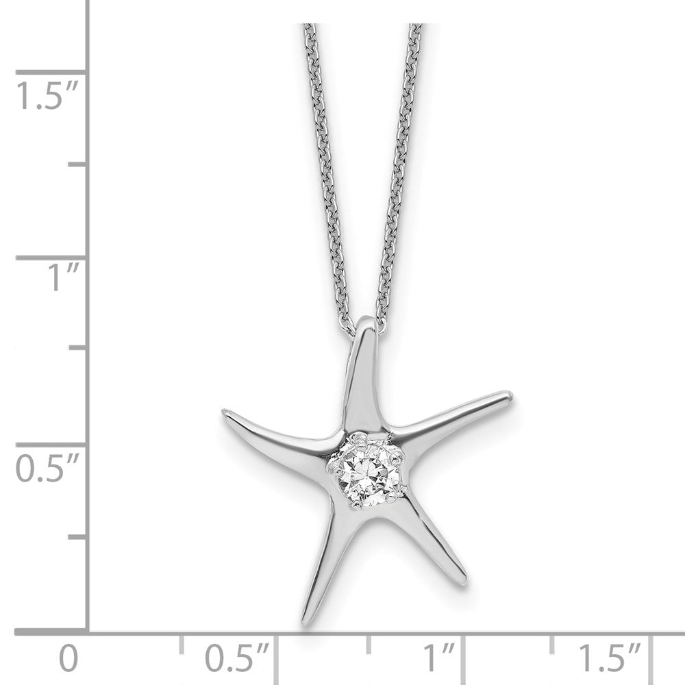 Cheryl M Sterling Silver Rhodium-plated Polished CZ Starfish 16 Inch with 2 Inch Extension Necklace