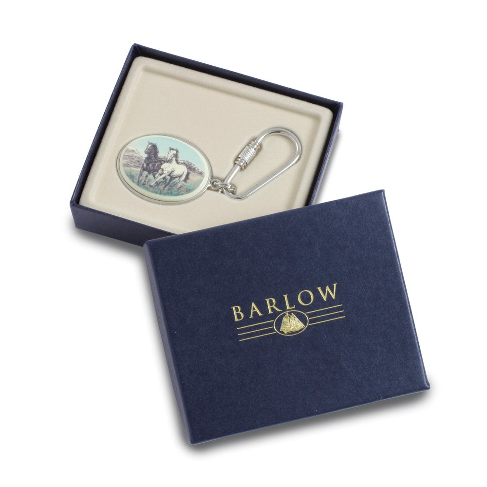 Barlow Designs Color Stallions Oval Key Chain