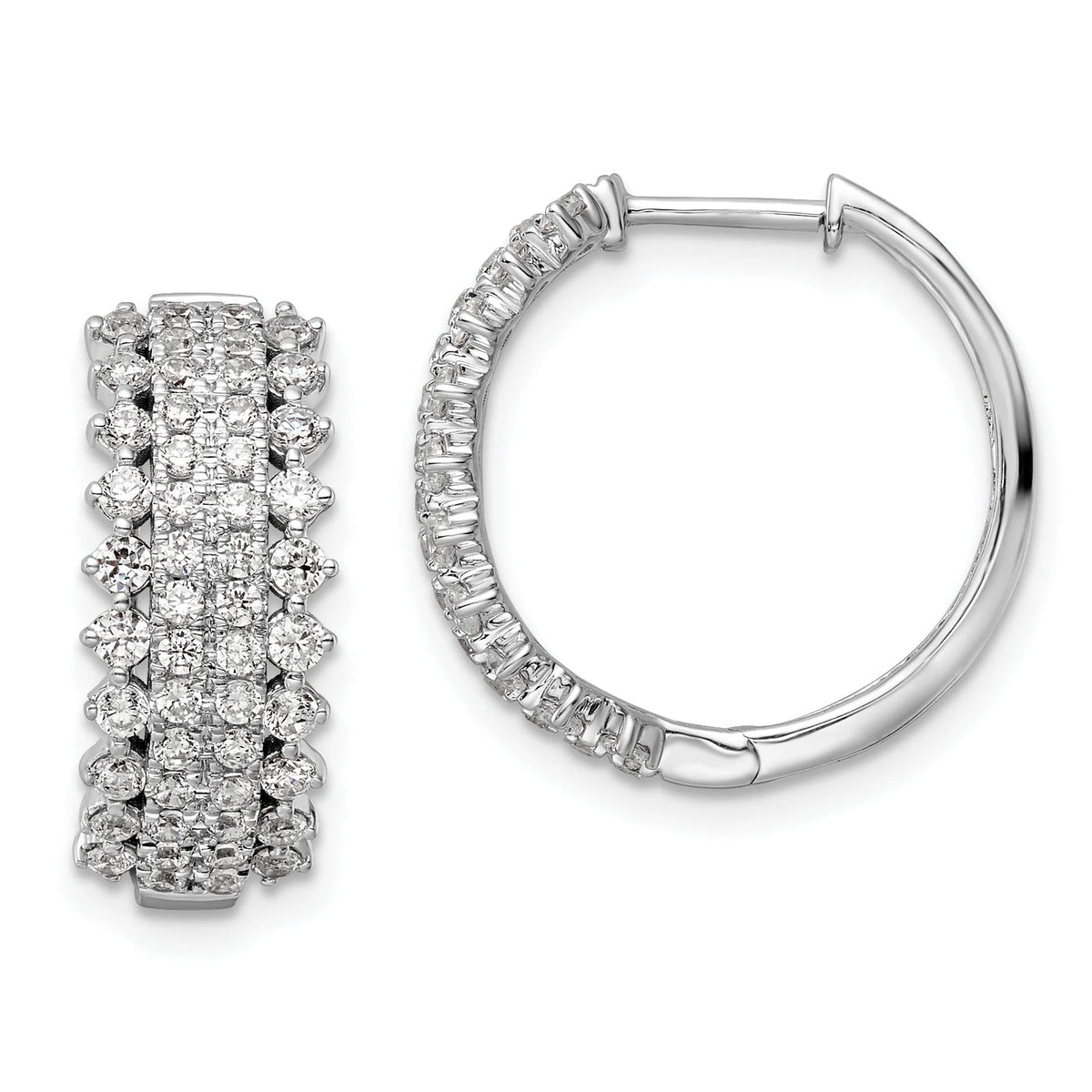 14K White Gold 1 1/2 Carat Lab Grown Diamond VS/SI+ G+ Complete Hinged Hoop Earrings