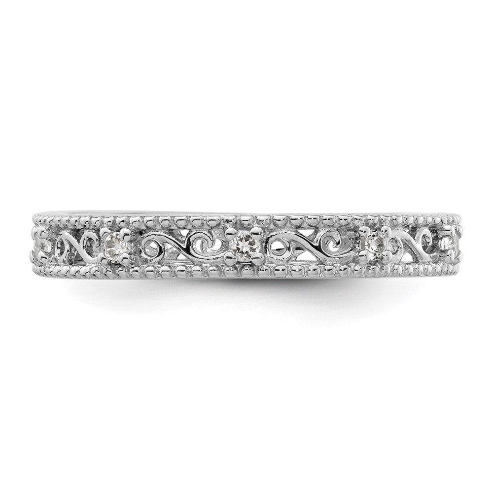 Sterling Silver Stackable Expressions White Topaz Ring Size -8