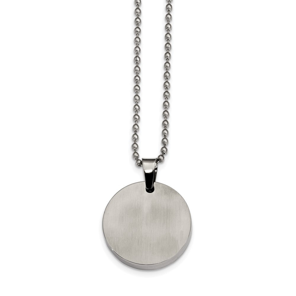 Stainless Steel Brushed & Polished Round 4mm Dog Tag 24in Necklace