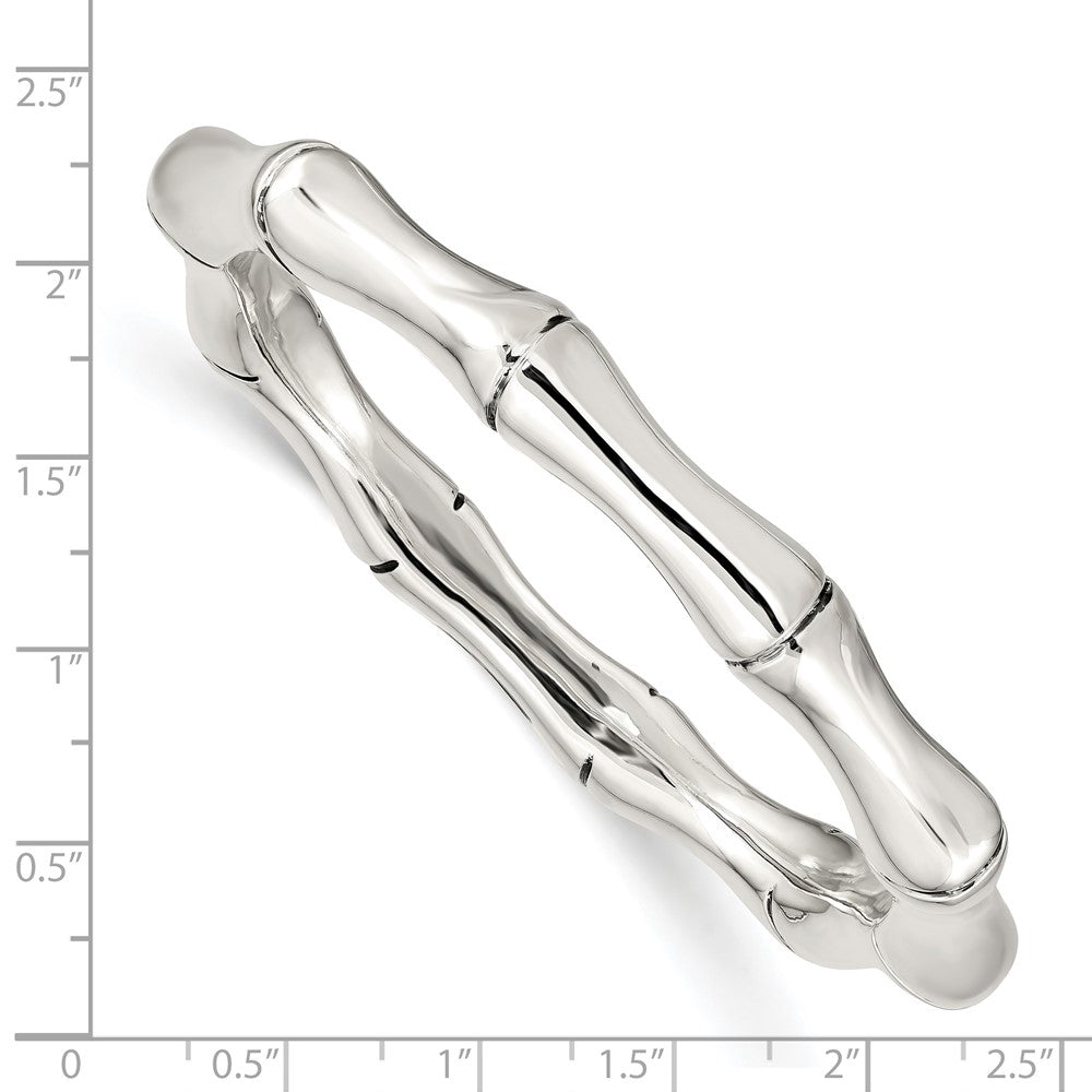 Sterling Silver Polished Bamboo Slip-on Bangle 7.75 inches