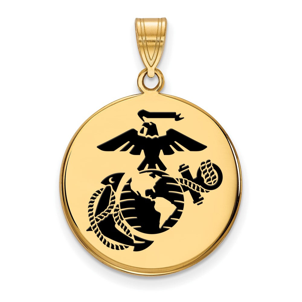 Gold Plated SS Large U.S. Marine Corps Epoxied Disc Pendant