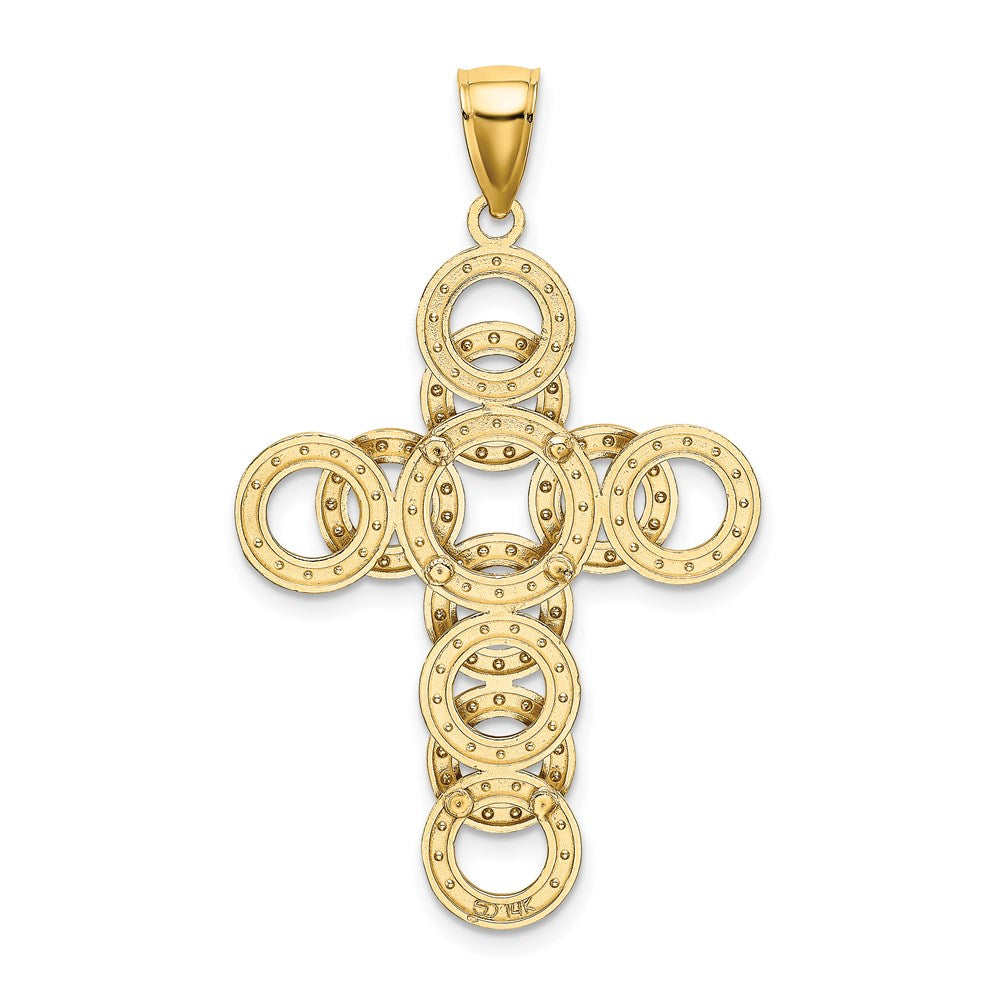 14K 2-D Circular Infinity Illusion Cross Charm