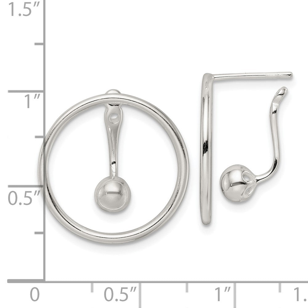 Sterling Silver Polished Circle w/drop & Dangle Threader Post Earrings