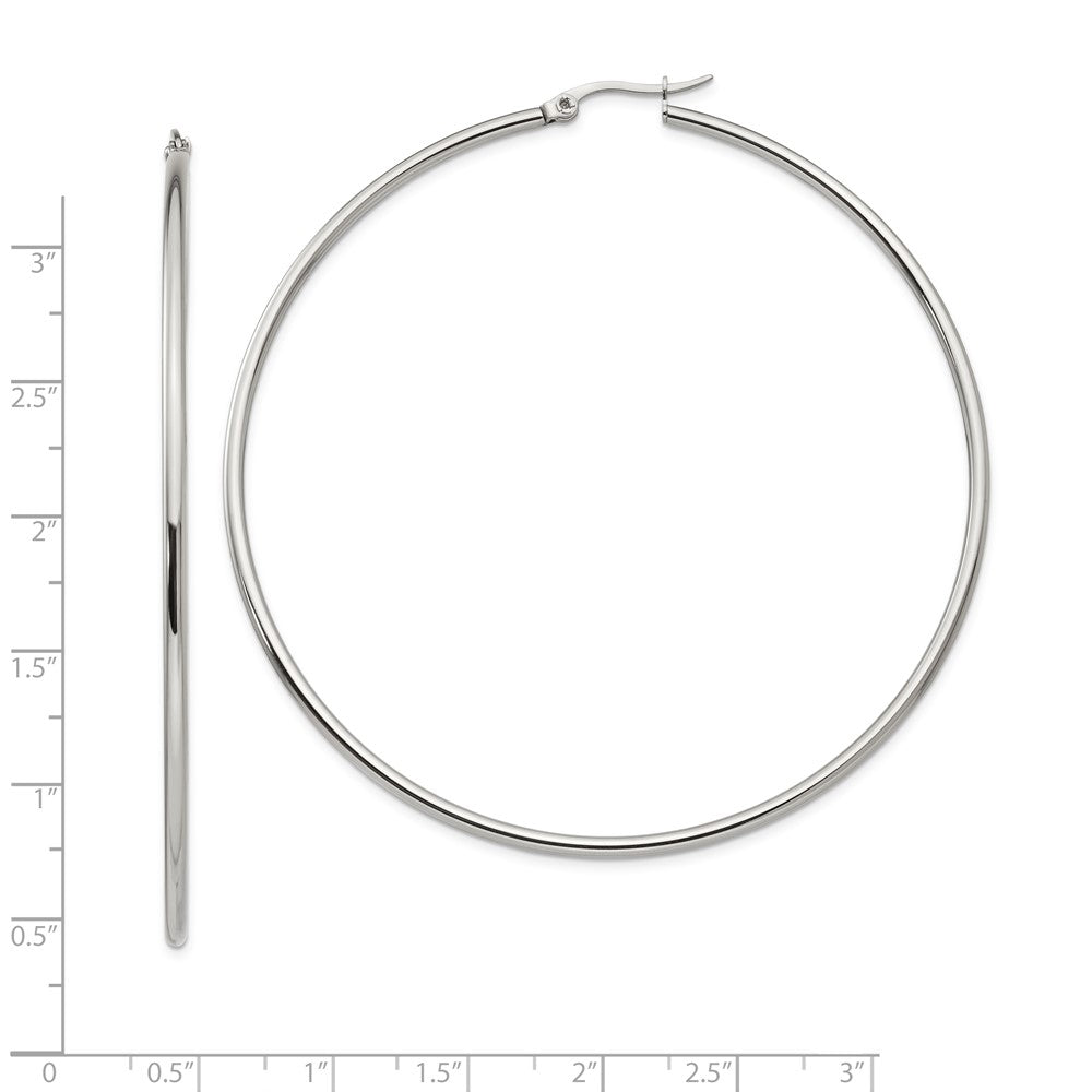 Stainless Steel Polished 70mm Diameter Hoop Earrings