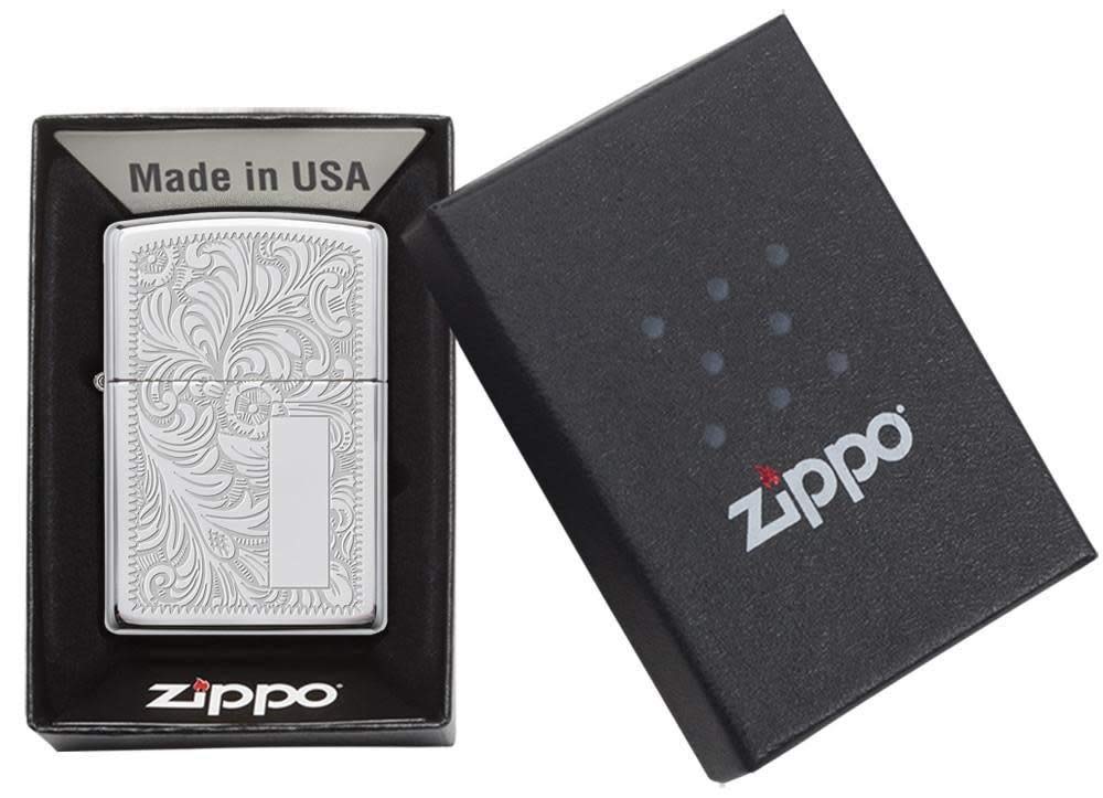 Zippo Venetian High Polish Chrome Pocket Lighter