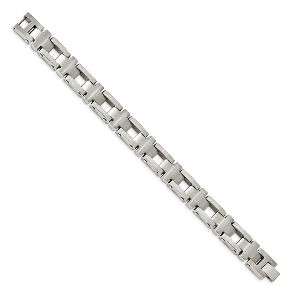 Stainless Steel Brushed and Polished Cross 8.5in Bracelet 8.5 inches