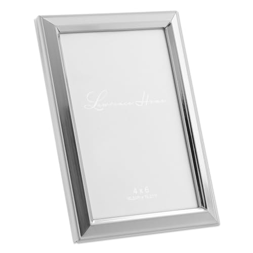 Lawrence Frames Brushed Silver Plated 4x6 Metal Picture Frame Shiny Inner Edge 750146