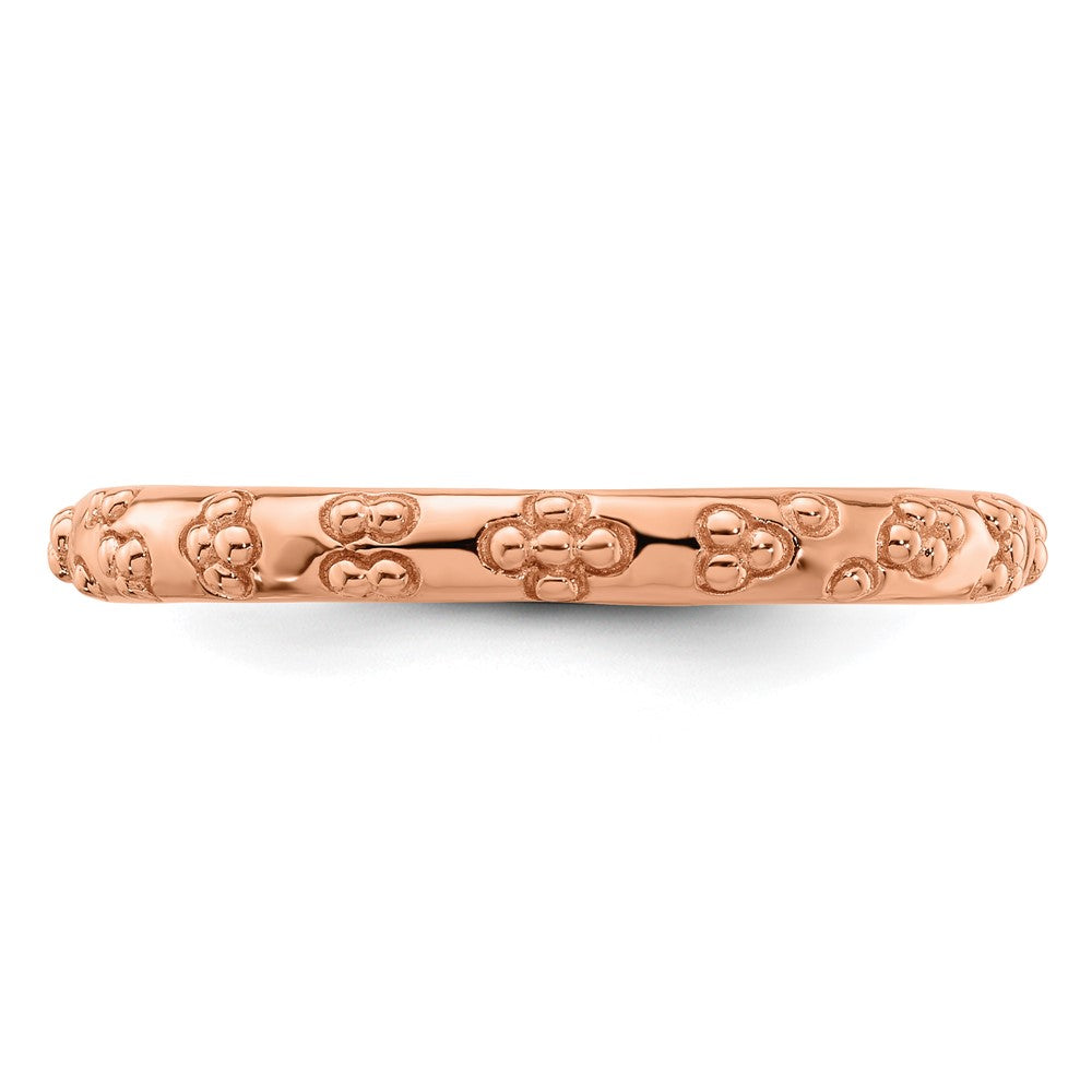 Sterling Silver Stackable Expressions Pink-plated Textured Ring Size -10