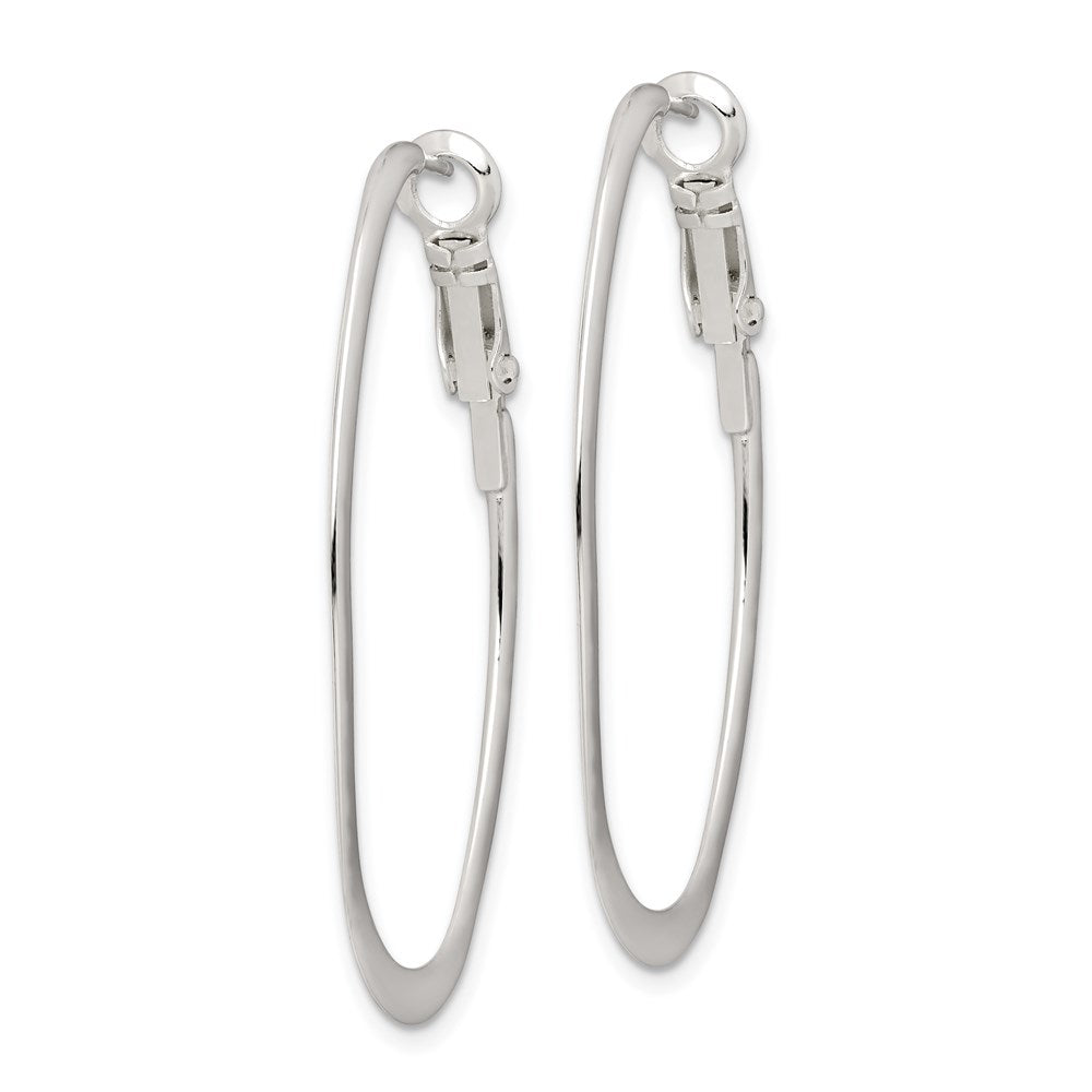 Sterling Silver Tapered Omega Back Hoop Earrings