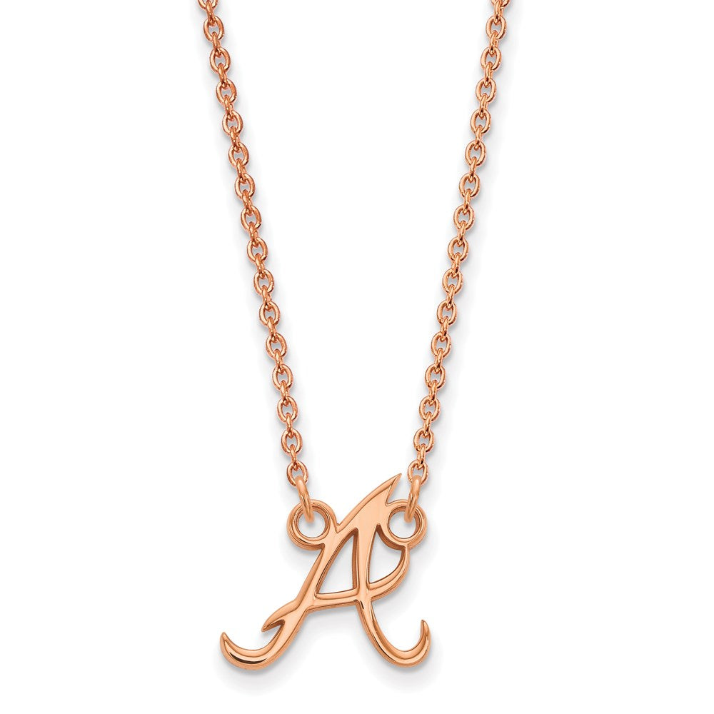 Sterling Silver Rose Gold-plated MLB LogoArt Atlanta Braves Small Pendant w