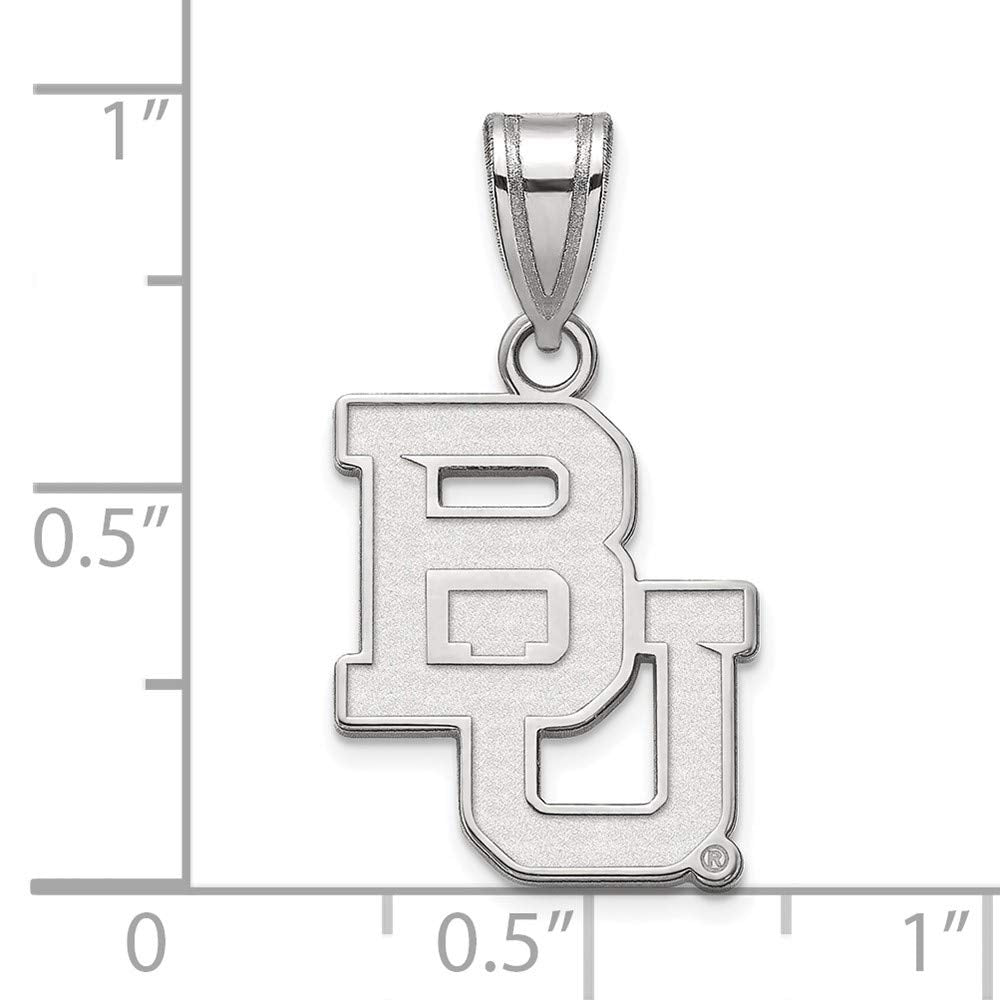 Sterling Silver Rhodium-plated LogoArt Baylor University Bears Medium Pendant Q-SS003BU