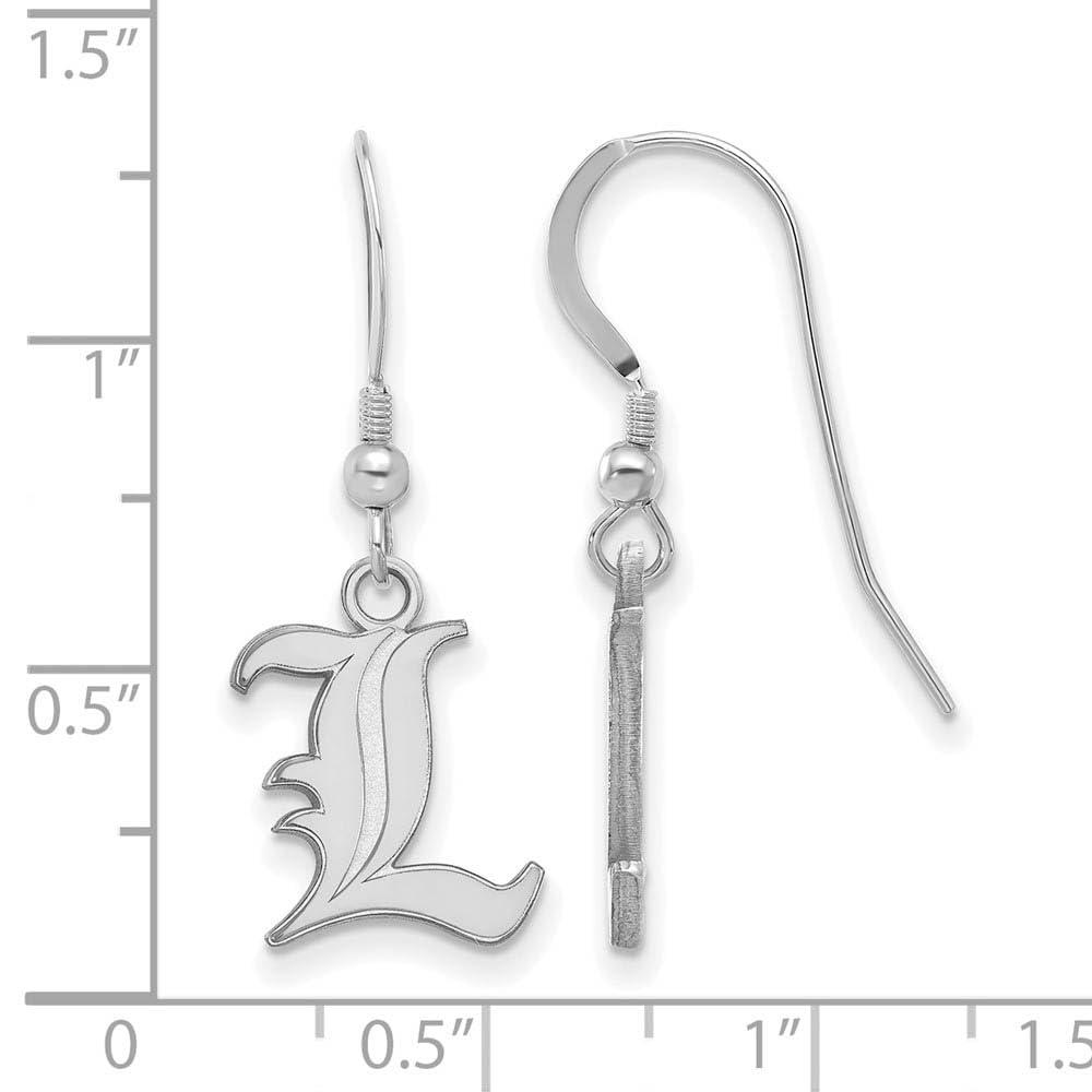 Sterling Silver Rhodium-plated LogoArt University of Louisville Letter L Small Dangle Wire Earrings Q-SS007UL