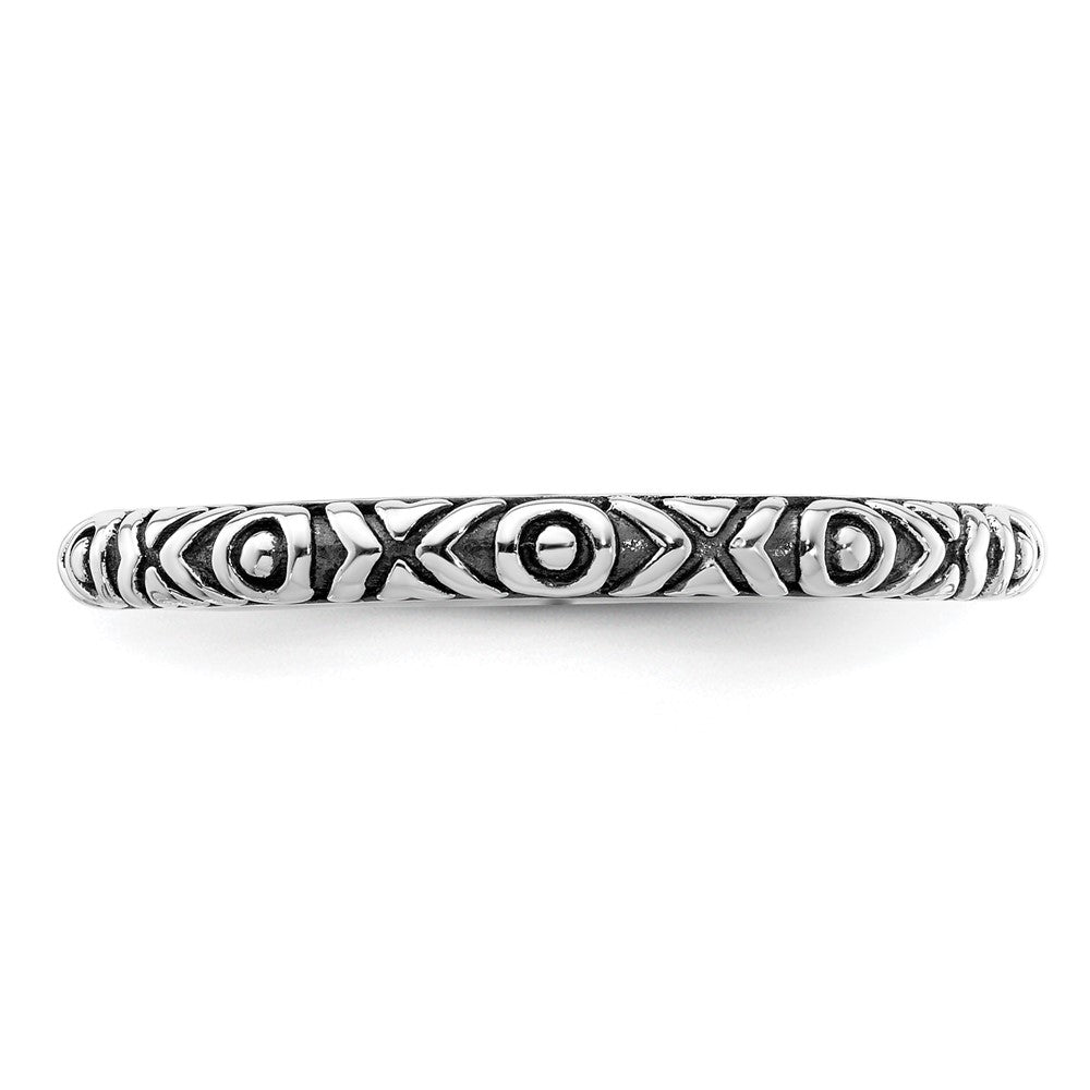 Sterling Silver Stackable Expressions Antiqued Polished Ring Size -9