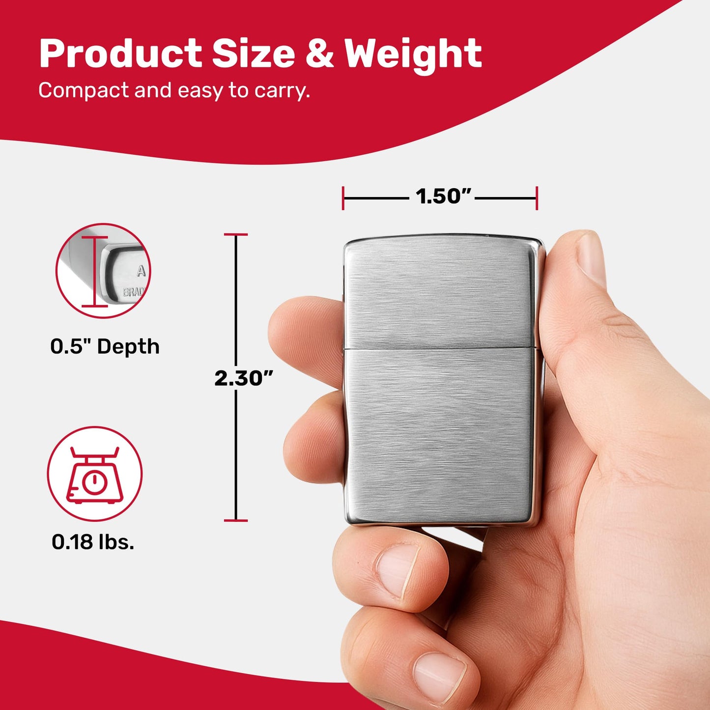Zippo Classic Windproof Brushed Chrome Pocket Lighter