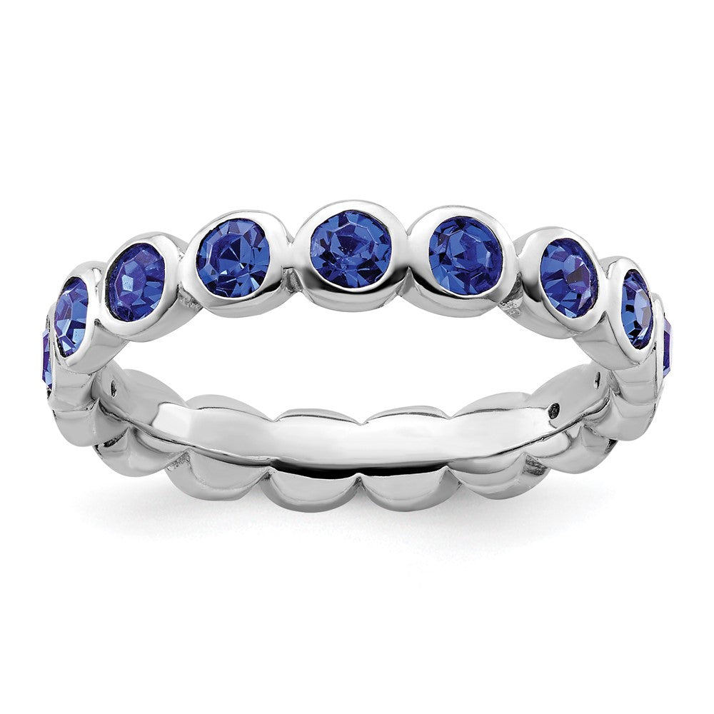 Sterling Silver Stackable Expressions September Crystal Ring Size -5
