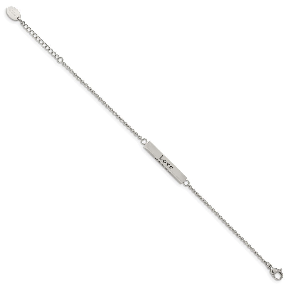 Stainless Steel Polished CZ Enjoy the little things w/ 1.5in ext. Bracelet 7 inches