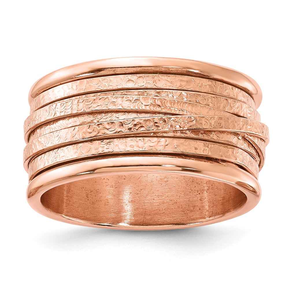 Sterling Silver Rose Gold-Plated Wrapped Textured Size 5 Ring