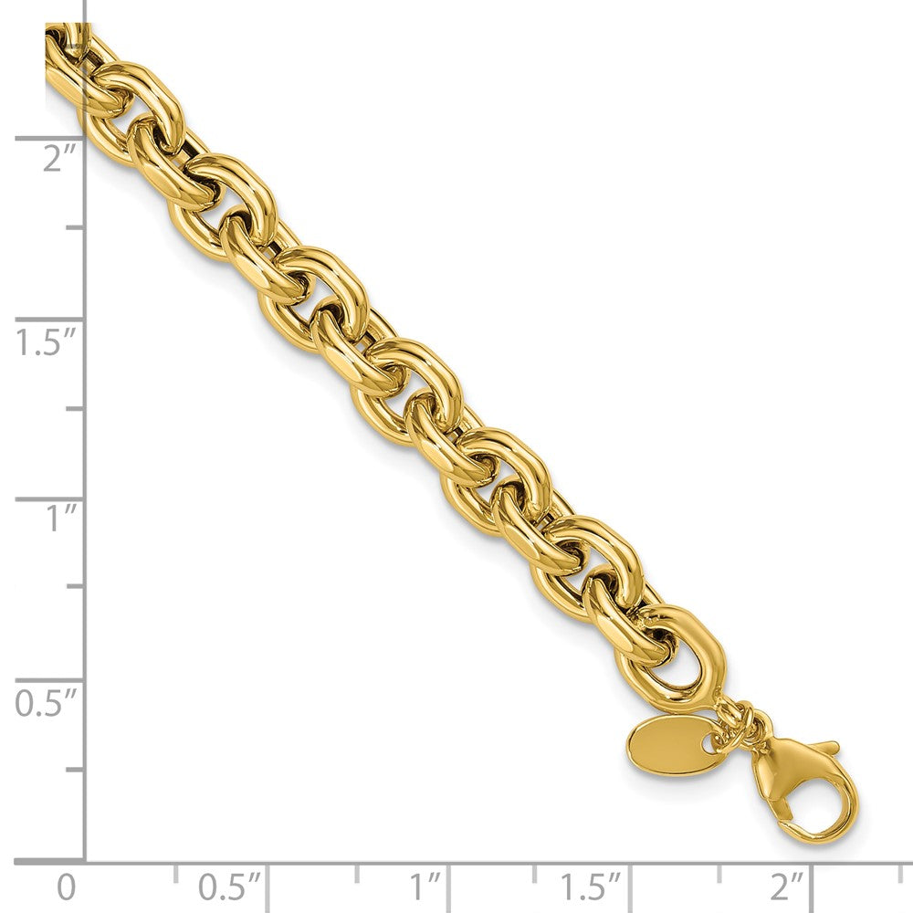 14K Polished 6.5mm Flat Edge Cable Link Bracelet 7.5  inches