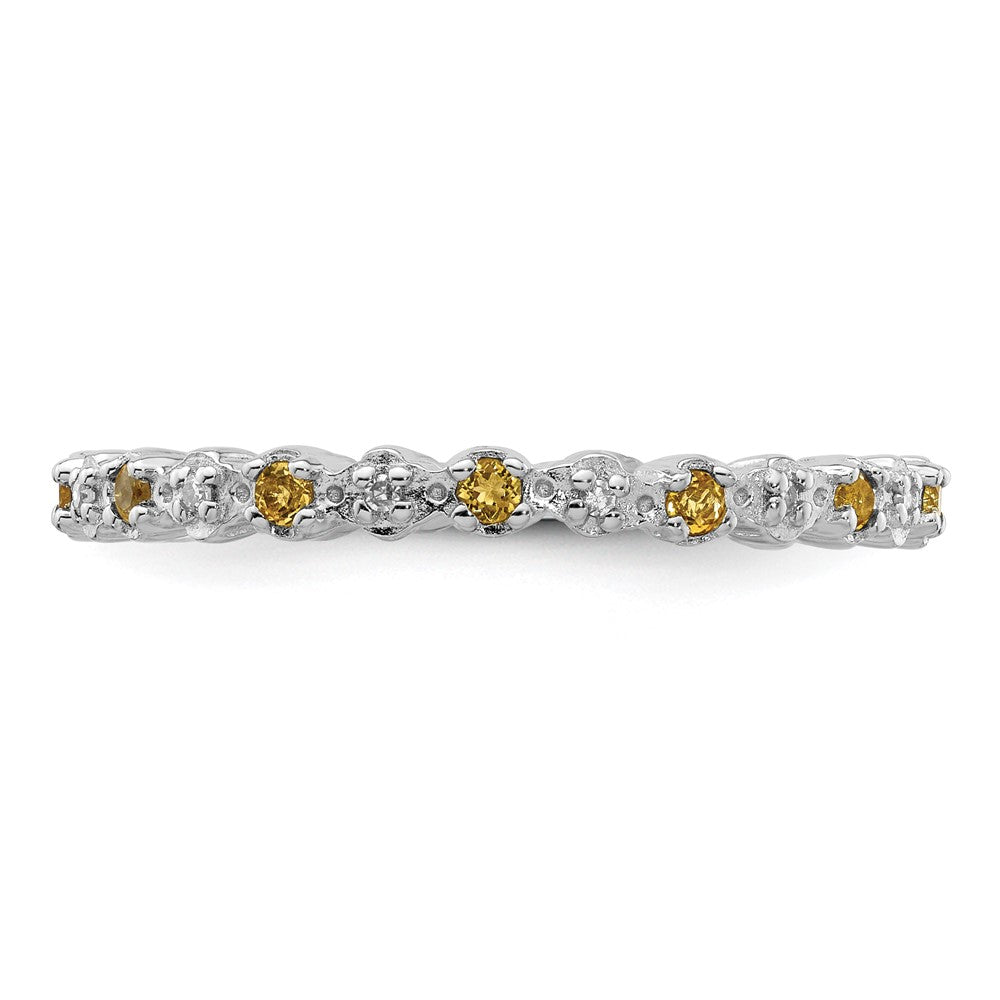Sterling Silver Stackable Expressions Citrine & Diamond Ring Size -6