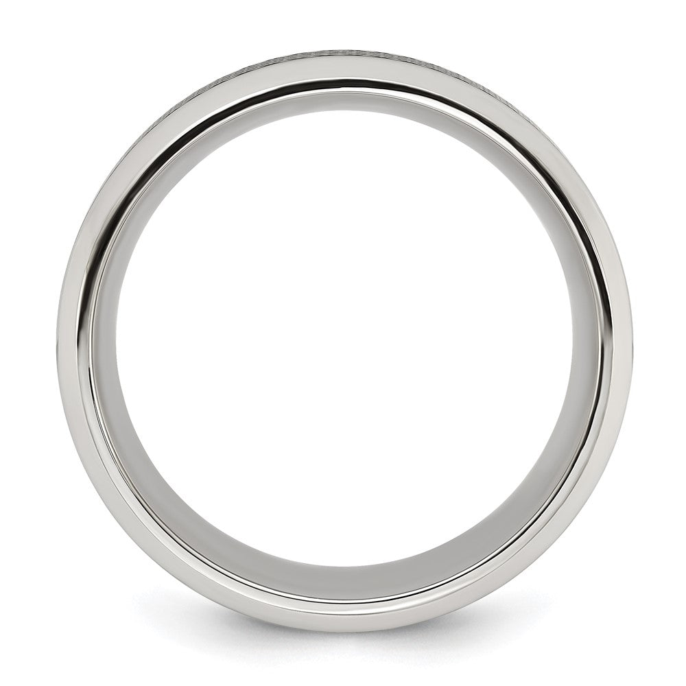 Chisel Stainless Steel Polished with Textured Black IP-plated Center 8mm Band Size - 8