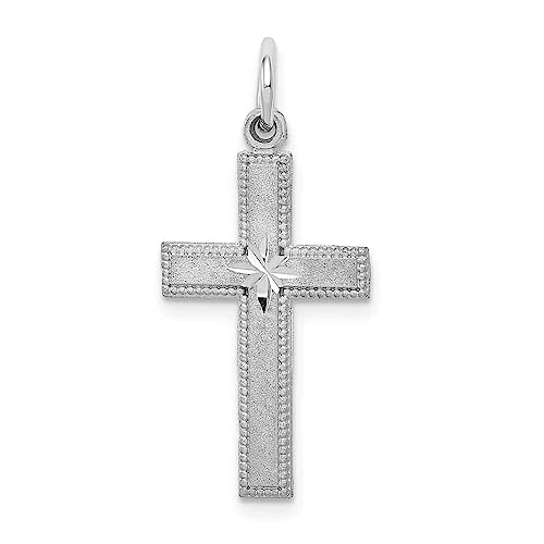 14k White Gold Diamond-cut Cross Pendant
