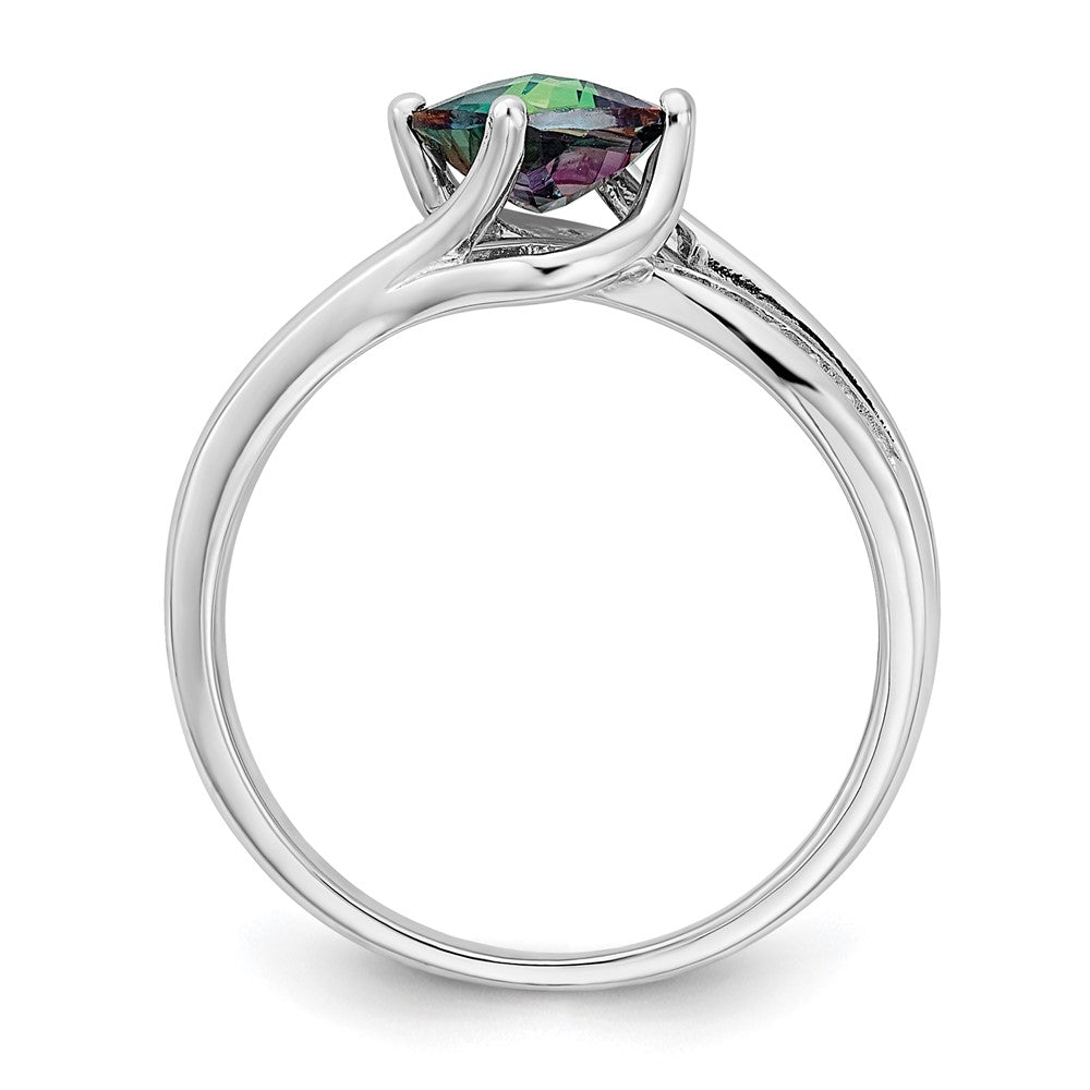 Sterling Silver Polished Mystic Fire Topaz and Diamond Ring