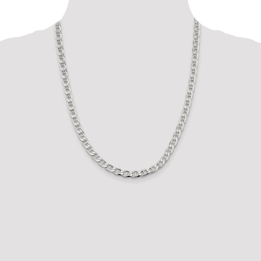 Sterling Silver 6.5mm D/C Flat Anchor Curb Chain 22 Inches