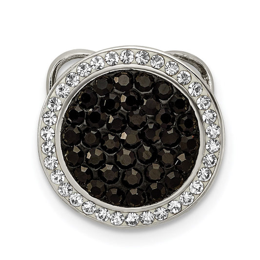 Sterling Silver Black and White Crystal Circle Chain Slide