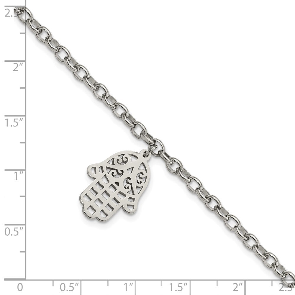 Stainless Steel Polished Chamseh/Hamsa 7in Bracelet 7 inches