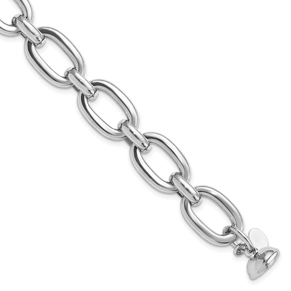 Sterling Silver Rhodium-plated Polished Fancy Link Bracelet 8  inches