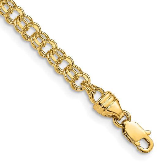 14k 8in 3.75mm Solid Double Link Charm Bracelet 8  inches