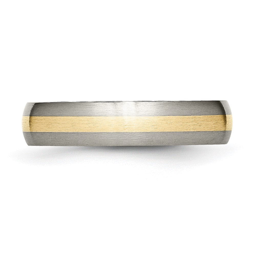 Titanium Brushed w/14k Yellow Inlay 5mm Band Size - 6.5