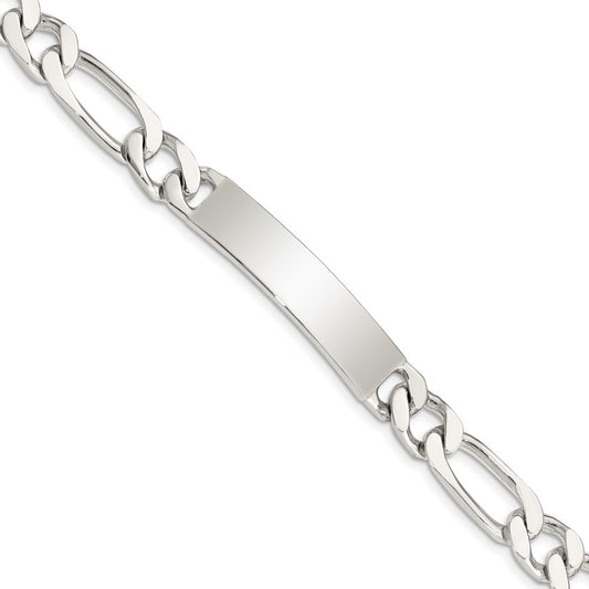 Sterling Silver 8.5inch Polished Engraveable Figaro Link ID Bracelet 8.5 inches