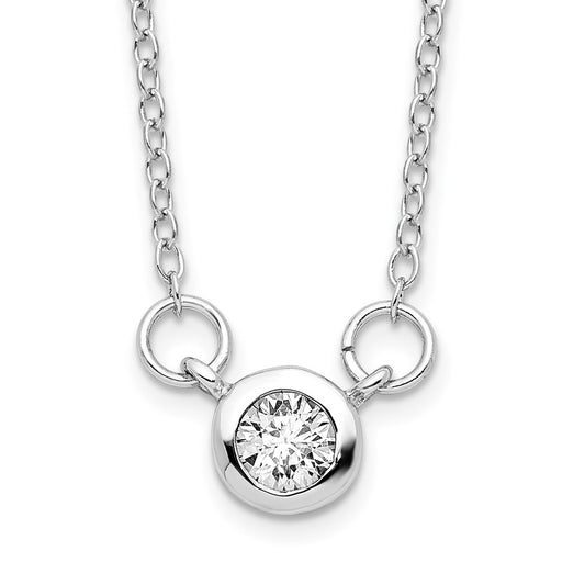 Sterling Silver Rhodium-plated 18in Bezel-set 5mm CZ Necklace 16 Inches