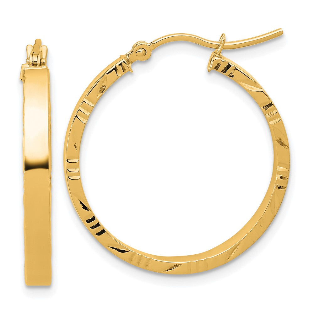 10k D/C Edge Medium 3mm Polished Hoop Earrings