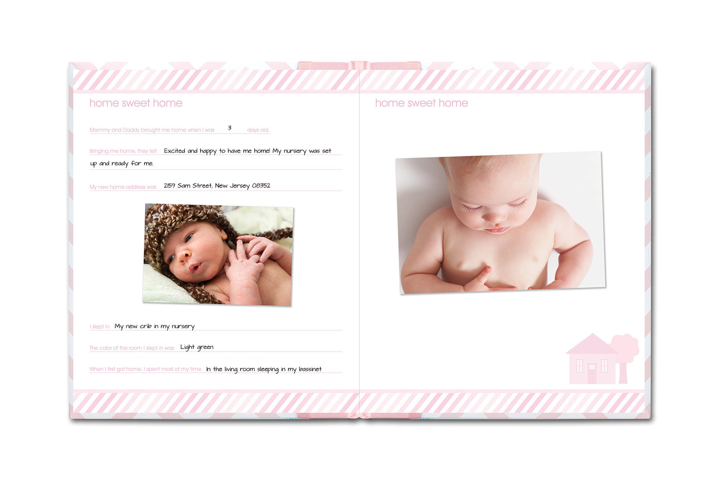 Pearhead Chevron Baby Book and Clean Touch Ink Pad, Pink