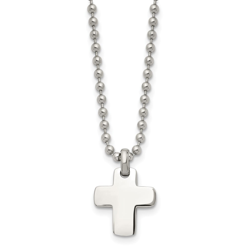Stainless Steel Polished Cross 20in Necklace