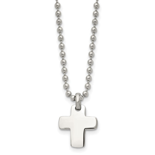 Stainless Steel Polished Cross 20in Necklace