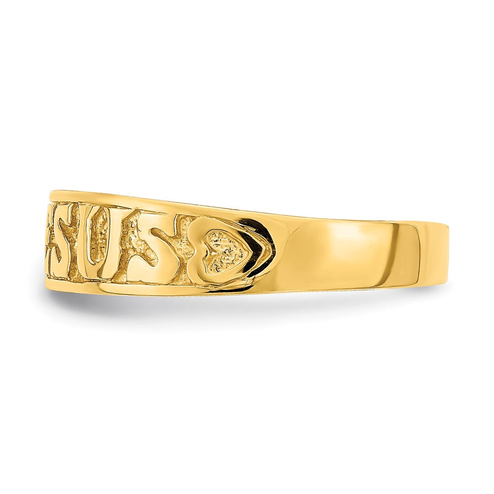 14K Gold Polished Jesus w/Hearts Ring Size 7